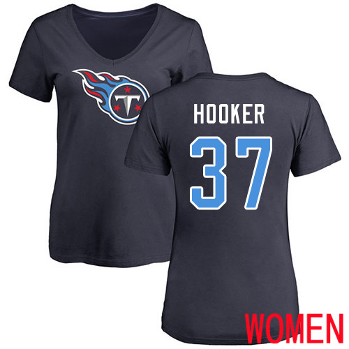 Tennessee Titans Navy Blue Women Amani Hooker Name and Number Logo NFL Football #37 T Shirt